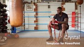  Presentation with boxing ring - Colorful PPT theme enhanced with male-boxer-training-in-gym backdrop and a coral colored foreground