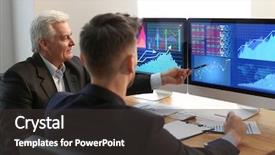  Presentation with finance - Beautiful slide set featuring male brokers working in office backdrop and a  colored foreground