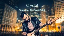  Presentation with performer - Presentation theme with male brutal performer with electric guitar background and a navy blue colored foreground
