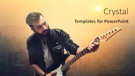  Presentation with electric guitar - Presentation design with male-brutal-solo-guitarist background and a blonde colored foreground