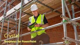  Presentation with building construction - Cool new PPT layouts with male-builder-foreman-construction-worker backdrop and a tawny brown colored foreground