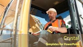 Presentation with truck driver - Presentation theme having male-builder-or-driver background and a tawny brown colored foreground