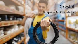  Presentation with wires - Colorful PPT theme enhanced with male builder with coil backdrop and a coral colored foreground