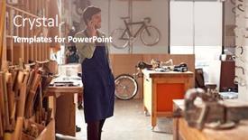  Presentation with call duty mobile - Beautiful PPT layouts featuring male-business-owner-in-workshop backdrop and a coral colored foreground