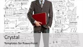  Presentation with laptop - Slide deck having business 2011 - male businessman in suit background and a light gray colored foreground