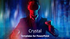  Presentation with information technologies - PPT layouts having male-businessman-playing-in-virtual background and a  colored foreground