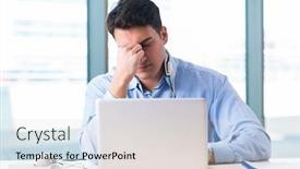  Presentation with call center - Audience pleasing presentation theme consisting of male-call-center-operator backdrop and a lemonade colored foreground