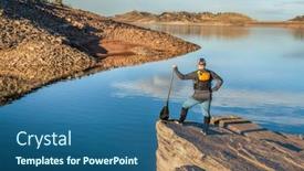  Presentation with fall lake - Theme featuring male-canoe-paddler background and a ocean colored foreground