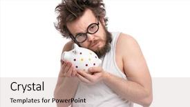  Presentation with haircut - Beautiful PPT theme featuring carefulness - crazy bearded man with funny backdrop and a soft green colored foreground