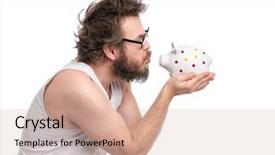  Presentation with haircut - Colorful slide deck enhanced with white background saving money backdrop and a soft green colored foreground