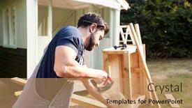  Presentation with apprentice - Beautiful slides featuring male-carpenter-with-female-apprentice backdrop and a coral colored foreground
