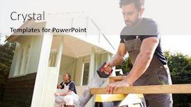  Presentation with apprentice - Cool new slides with male-carpenter-with-female-apprentice backdrop and a light gray colored foreground