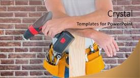 Presentation with power tools - Presentation theme featuring male carpenter with power background and a coral colored foreground