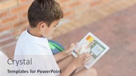  Presentation with distance learning - Amazing PPT layouts having male-caucasian-student-having backdrop and a coral colored foreground