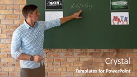  Presentation with mathematics - Presentation theme with male-caucasian-teacher-teaching-mathematics background and a coral colored foreground