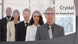  Presentation with team - PPT theme having male ceo leading a business background and a  colored foreground