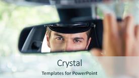  Presentation with mirror reflection - PPT layouts consisting of chauffeur sitting in a car background and a sky blue colored foreground