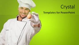  Presentation with maths green - Presentation theme having male chef holding an egg background and a  colored foreground