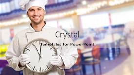  Presentation with chef - Theme having male chef holding wall clock indoors background and a lemonade colored foreground