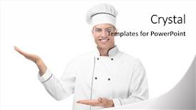  Presentation with chef - Presentation enhanced with male chef on white background background and a white colored foreground