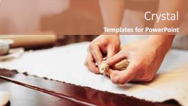  Presentation with cooking chef - Cool new PPT theme with male chef prepares apple strudel bakery cooking backdrop and a coral colored foreground