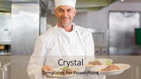  Presentation with chef - Cool new PPT theme with male chef with cooked food backdrop and a  colored foreground