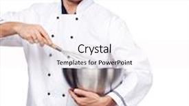  Presentation with chef - Colorful presentation theme enhanced with male chef with whisk and mixing bowl on white background backdrop and a white colored foreground