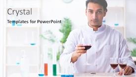  Presentation with chemist - Cool new theme with male chemist examining wine samples at lab backdrop and a sky blue colored foreground
