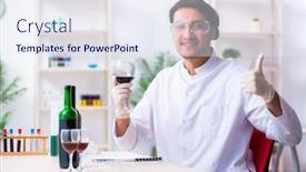  Presentation with chemist - Slides enhanced with male-chemist-examining-wine-samples background and a sky blue colored foreground