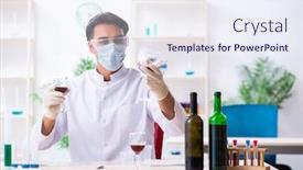  Presentation with chemist - Cool new slides with male-chemist-examining-wine-samples backdrop and a sky blue colored foreground