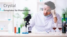  Presentation with chemist - Audience pleasing slide deck consisting of male-chemist-examining-wine-samples backdrop and a sky blue colored foreground