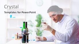  Presentation with chemist - PPT theme featuring male-chemist-examining-wine-samples background and a sky blue colored foreground