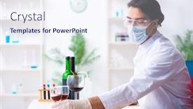  Presentation with chemist - Presentation design enhanced with male-chemist-examining-wine-samples background and a sky blue colored foreground