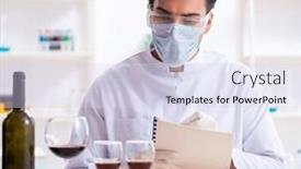  Presentation with chemist - Slides with male-chemist-examining-wine-samples background and a sky blue colored foreground