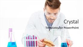  Presentation with food white - Cool new PPT layouts with male chemist making gmos food backdrop and a white colored foreground