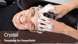  Presentation with shampoo - PPT theme enhanced with male client getting his hair background and a tawny brown colored foreground