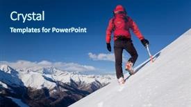  Presentation with winter ice - Beautiful presentation theme featuring male climber dressed in red backdrop and a ocean colored foreground