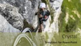  Presentation with rock climbing - Presentation theme consisting of male-climber-on-a-via background and a yellow colored foreground