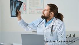  Presentation with lung - PPT layouts consisting of male-clinician-in-lab-coat background and a light blue colored foreground