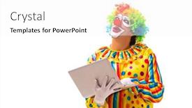  Presentation with clown - PPT layouts featuring male-clown-isolated-on-white background and a white colored foreground