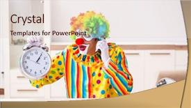  Presentation with clown - Colorful slide set enhanced with male clown preparing for perfomance backdrop and a  colored foreground