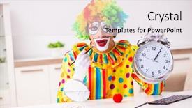  Presentation with clown - Cool new presentation with male clown preparing for perfomance backdrop and a  colored foreground