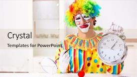  Presentation with energy efficient home - Audience pleasing slides consisting of male clown preparing for perfomance backdrop and a  colored foreground