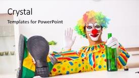  Presentation with energy conservation home - Colorful theme enhanced with male clown preparing for perfomance backdrop and a  colored foreground