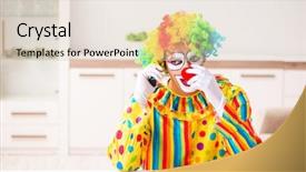  Presentation with home modification - PPT layouts enhanced with male clown preparing for perfomance background and a  colored foreground