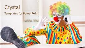  Presentation with clown - Presentation theme featuring male clown preparing for perfomance background and a lemonade colored foreground