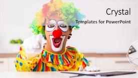  Presentation with clown - Presentation theme with male clown preparing for perfomance background and a white colored foreground