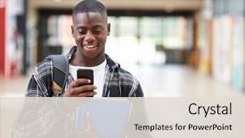  Presentation with text message - Slide deck consisting of male college student reading text background and a lemonade colored foreground