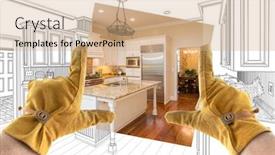  Presentation with kitchen design - Cool new theme with male-contractor-hands-framing-completed backdrop and a coral colored foreground