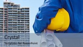  Presentation with civil engineering - PPT theme featuring male contractor or civil engineer background and a seafoam green colored foreground